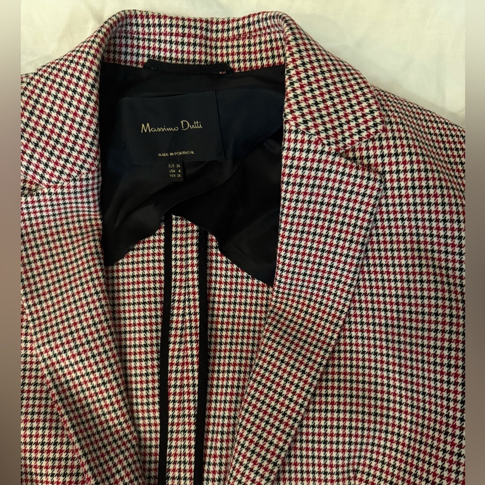 Massimo Dutti Red & Black houndstooth blazer US 4